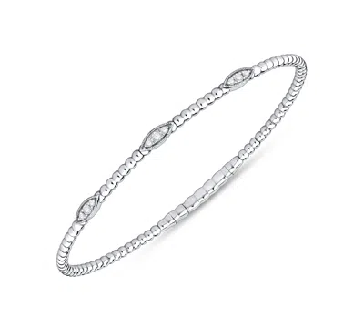 Macy's Diamond Flexible Bangle Bracelet (1/6 Ct. T.w.) In Sterling Silver In Metallic