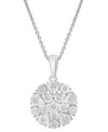 Macy's Diamond Flower Burst Cluster 18" Pendant Necklace (1/10 Ct. T.w.) In Sterling Silver, Created For Ma In Sterling Silver