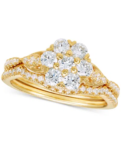 Macy's Diamond Flower Cluster Bridal Set (1 Ct. T.w.) In 14k Gold In Yellow Gold