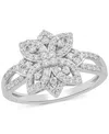 Macy's Diamond Flower Cluster Statement Ring (1/2 Ct. T.w.) In Sterling Silver In Sterling Silver