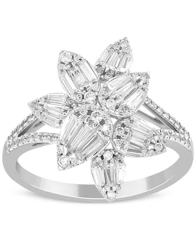Macy's Diamond Flower Statement Ring (1 Ct. T.w.) In 14k White Gold