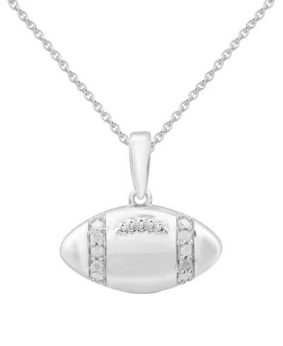 Macy's Diamond Football 18" Pendant Necklace (1/10 Ct. T.w.) In Sterling Silver
