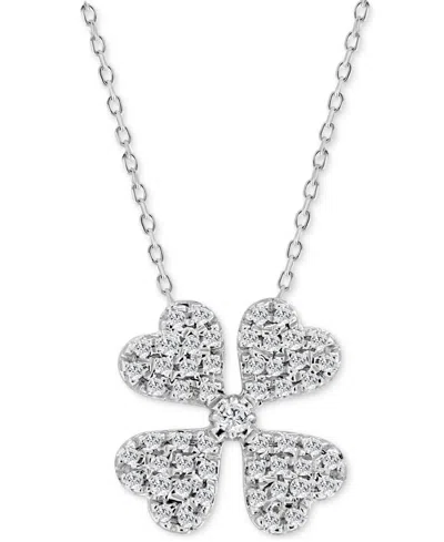 Macy's Diamond Four Leaf Clover Pendant Necklace (1/10 Ct. T.w.) In 10k White Gold