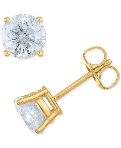 Macy's Diamond Four Prong Stud Earrings (1-1/2 Ct. T.w.) In Yellow Gold
