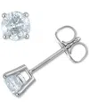 Macy's Diamond Four Prong Stud Earrings (3/4 Ct. T.w.) In White Gold