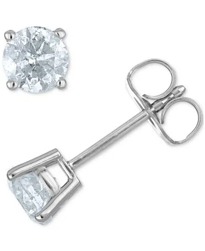 Macy's Diamond Four Prong Stud Earrings (3/4 Ct. T.w.) In White Gold