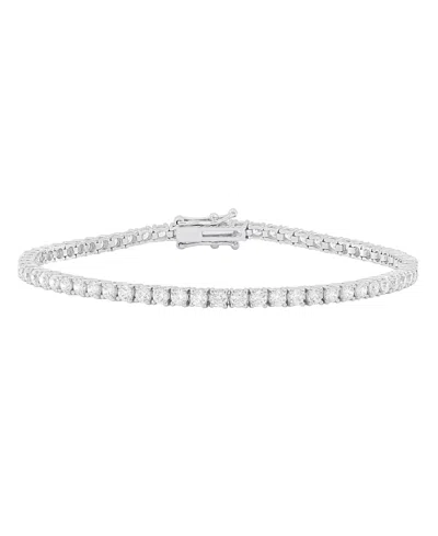 Macy's Diamond Four Prong Tennis Bracelet (4 Ct. T.w.) In 14k White Gold In Silver