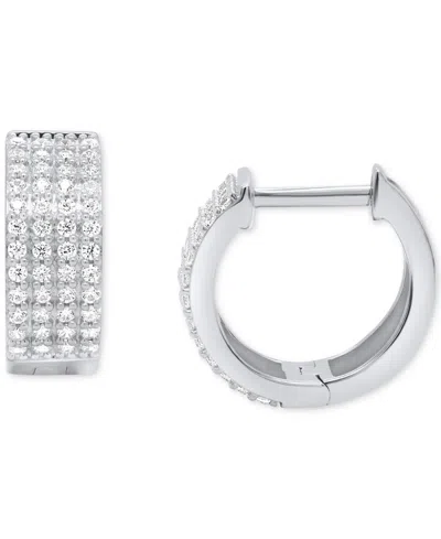 Macy's Diamond Four Row Huggie Hoop Earrings (1/2 Ct. T.w.) In Sterling Silver