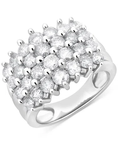 Macy's Diamond Four Row Statement Ring (3 Ct. T.w.) In 14k White Gold