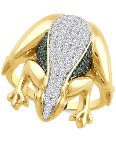Macy's Diamond Frog Statement Ring (1/2 Ct. T.w.) In Gold Over Sterling Silver In Gold Over Silver