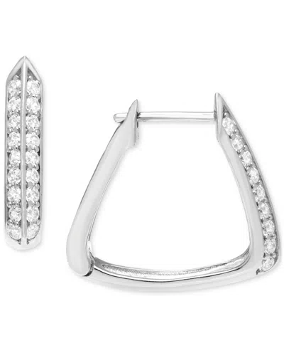 Macy's Diamond Geometric Hoop Earrings (1/2 Ct. T.w.) In 14k White Or Yellow Gold In White Gold