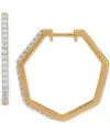 Macy's Diamond Geometric Hoop Earrings (1/3 Ct. T.w.) In 14k Gold-plated Sterling Silver In Gold-plated Sterling Silver