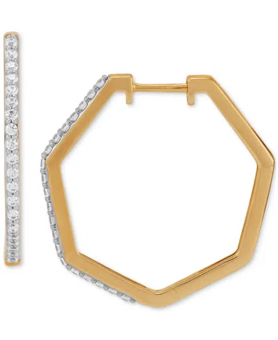 Macy's Diamond Geometric Hoop Earrings (1/3 Ct. T.w.) In 14k Gold-plated Sterling Silver