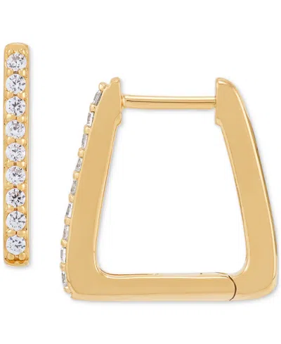 Macy's Diamond Geometric Hoop Earrings (1/4 Ct. T.w.) In 14k Gold-plated Sterling Silver