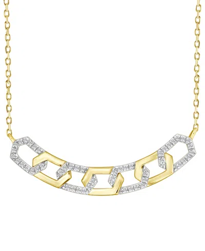 Macy's Diamond Geometric Link Pendant Necklace (1/6 Ct. T.w.) In 10k Yellow Gold