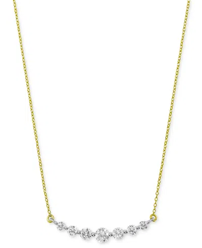 Macy's Diamond Graduated Bar Statement Necklace (1 Ct. T.w.) In 14k Gold & White Gold, 16" + 2" Extender In Two-tone