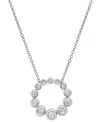 Macy's Diamond Graduated Bezel Circle Pendant Necklace (1/5 Ct. T.w.) In 14k White Gold, 16" + 2" Extender In White Gold
