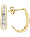 Macy's Diamond Graduated J Hoop Earrings (1/5 Ct. T.w.) In 10k White Or Yellow Gold In Yellow Gold