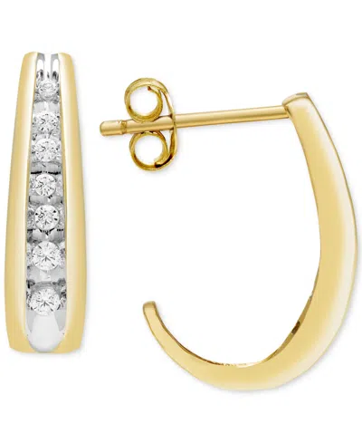 Macy's Diamond Graduated J Hoop Earrings (1/5 Ct. T.w.) In 10k White Or Yellow Gold