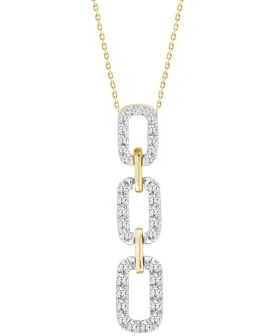 Macy's Diamond Graduated Link Pendant Necklace (1/4 Ct. T.w.) In 10k Gold, 16" + 2" Extender In Yellow Gold