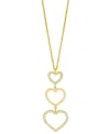 Macy's Diamond Graduated Open Heart Pendant Necklace (1/3 Ct. T.w.) In 14k Gold-plated Sterling Silver, 18" In 14k Yellow Gold Over Sterling Silver