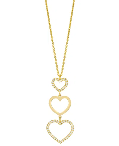 Macy's Diamond Graduated Open Heart Pendant Necklace (1/3 Ct. T.w.) In 14k Gold-plated Sterling Silver, 18" In 14k Yellow Gold Over Sterling Silver