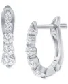 Macy's Diamond Graduated Oval Huggie Hoop Earrings (1/2 Ct. T.w.) In 14k White Or Yellow Gold In White Gold