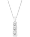 Macy's Diamond Graduated Three Stone Pendant Necklace (1 Ct. T.w.) In 14k White Or Yellow Gold, 18" + 2" Ex In White Gold