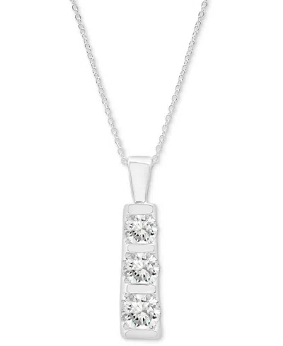 Macy's Diamond Graduated Three Stone Pendant Necklace (1 Ct. T.w.) In 14k White Or Yellow Gold, 18" + 2" Ex In White Gold