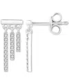 Macy's Diamond Graduated Triple Bar Drop Earrings (1/5 Ct. T.w.) In Sterling Silver In Sterling Silver
