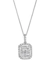Macy's Diamond Halo 18" Pendant Necklace (1 Ct. T.w.) In 14k White Gold In White Gold