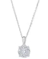 Macy's Diamond Halo 18" Pendant Necklace (1/2 Ct. T.w.) In 14k White Gold In White Gold