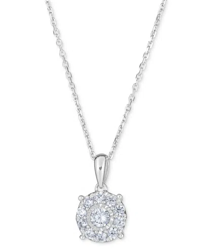 Macy's Diamond Halo 18" Pendant Necklace (1/2 Ct. T.w.) In 14k White Gold