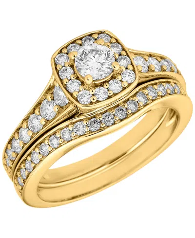 Macy's Diamond Halo 2-pc. Bridal Set (1-1/5 Ct. T.w.) In 14k Yellow Gold