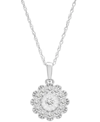 Macy's Diamond Halo 20" Pendant Necklace (1/2 Ct. T.w.) In 14k White Gold, Exclusively At