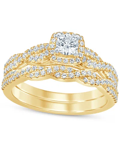 Macy's Diamond Halo Braid Style Bridal Set (3/4 Ct. T.w.) In 14k Gold