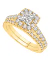 Macy's Diamond Halo Bridal Ring (1-1/2 Ct. T.w.) In 14k Two-tone Gold In Gold