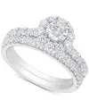 Macy's Diamond Halo Bridal Ring Set (2 Ct. T.w.) In 14k White Gold