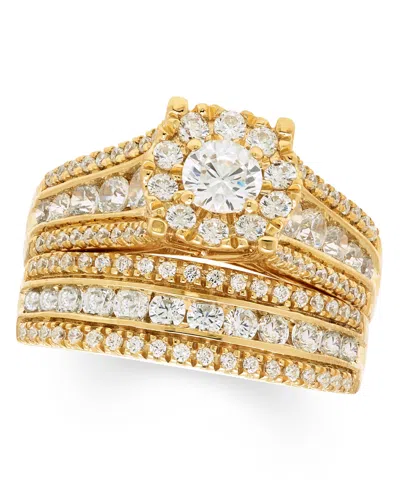Macy's Diamond Halo Bridal Ring Set (2 Ct. T.w.) In 14k White Gold (also In 14k Yellow Gold)