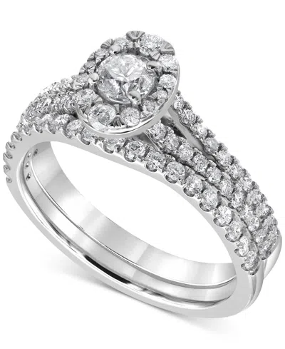 Macy's Diamond Halo Bridal Set (1 Ct. T.w.) In 14k White Gold