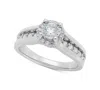 Macy's Diamond Halo Cathedral Engagement Ring (1 Ct. T.w.) In 14k White Gold In White Gold