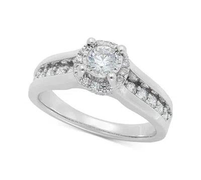 Macy's Diamond Halo Cathedral Engagement Ring (1 Ct. T.w.) In 14k White Gold