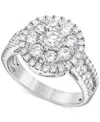 Macy's Diamond Halo Cluster Engagement Ring (1-1/2 Ct. T.w.) In 14k White Gold In White Gold