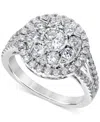 Macy's Diamond Halo Cluster Engagement Ring (1-1/2 Ct. T.w.) In 14k White Gold In White Gold