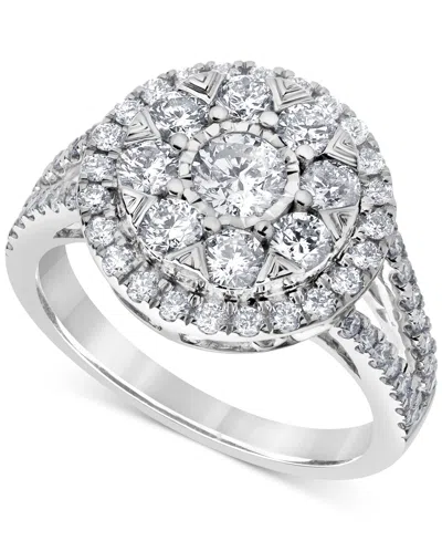 Macy's Diamond Halo Cluster Engagement Ring (1-1/2 Ct. T.w.) In 14k White Gold