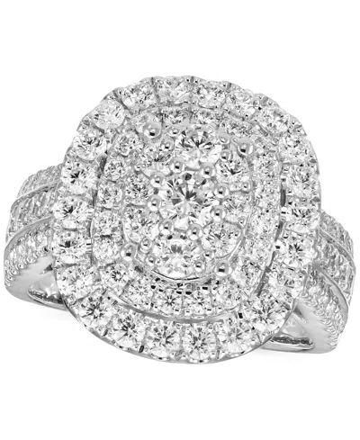 Macy's Diamond Halo Cluster Engagement Ring (2 Ct. T.w.) In 14k Gold In White Gold