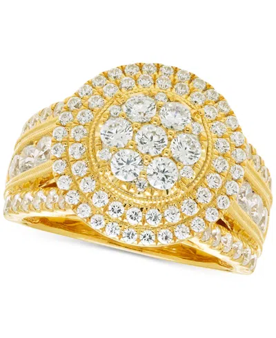 Macy's Diamond Halo Cluster Engagement Ring (2 Ct. T.w.) In 14k Ring In Gold