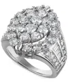 Macy's Diamond Halo Cluster Oval Ring (4 Ct. T.w.) In 14k White Gold In Silver