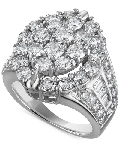 Macy's Diamond Halo Cluster Oval Ring (4 Ct. T.w.) In 14k White Gold In Silver