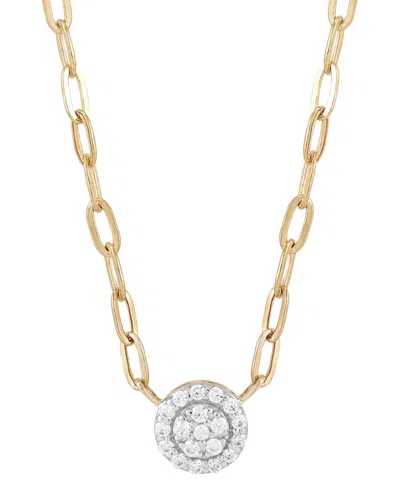 Macy's Diamond Halo Cluster Paperclip Link 18" Pendant Necklace (1/10 Ct. T.w.) In 10k Gold In Yellow Gold